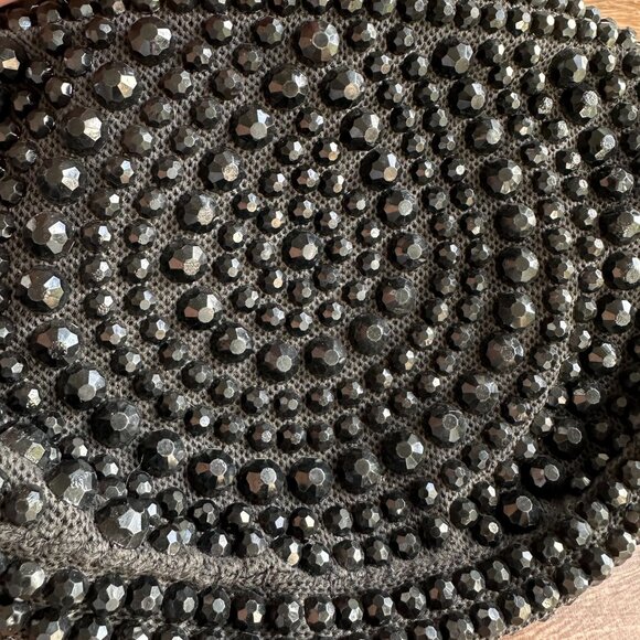 Vintage 1940s Beaded Roger Van S Black Handbag Purse With Shoulder Strap - Picture 3 of 12